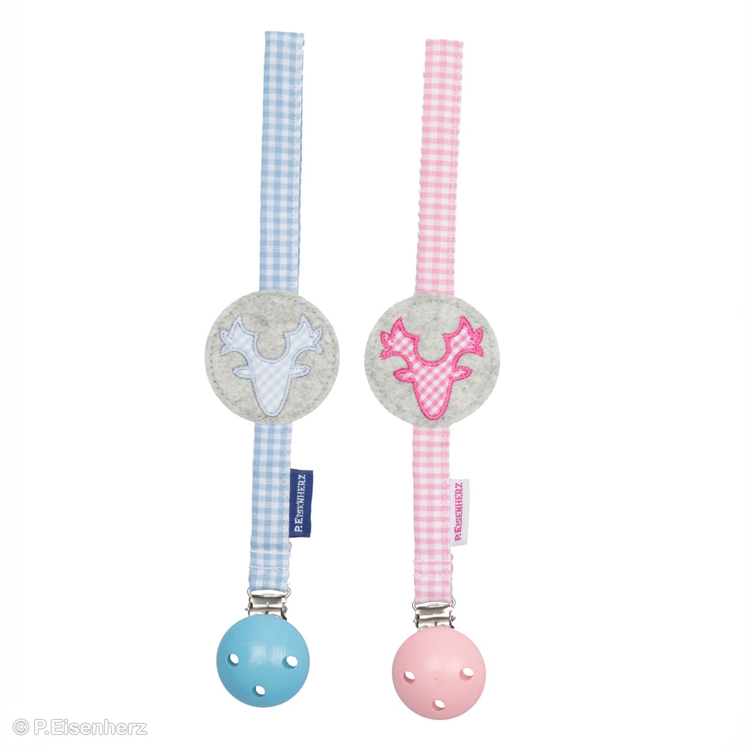 Schnullerband Hirsch blau oder rosa