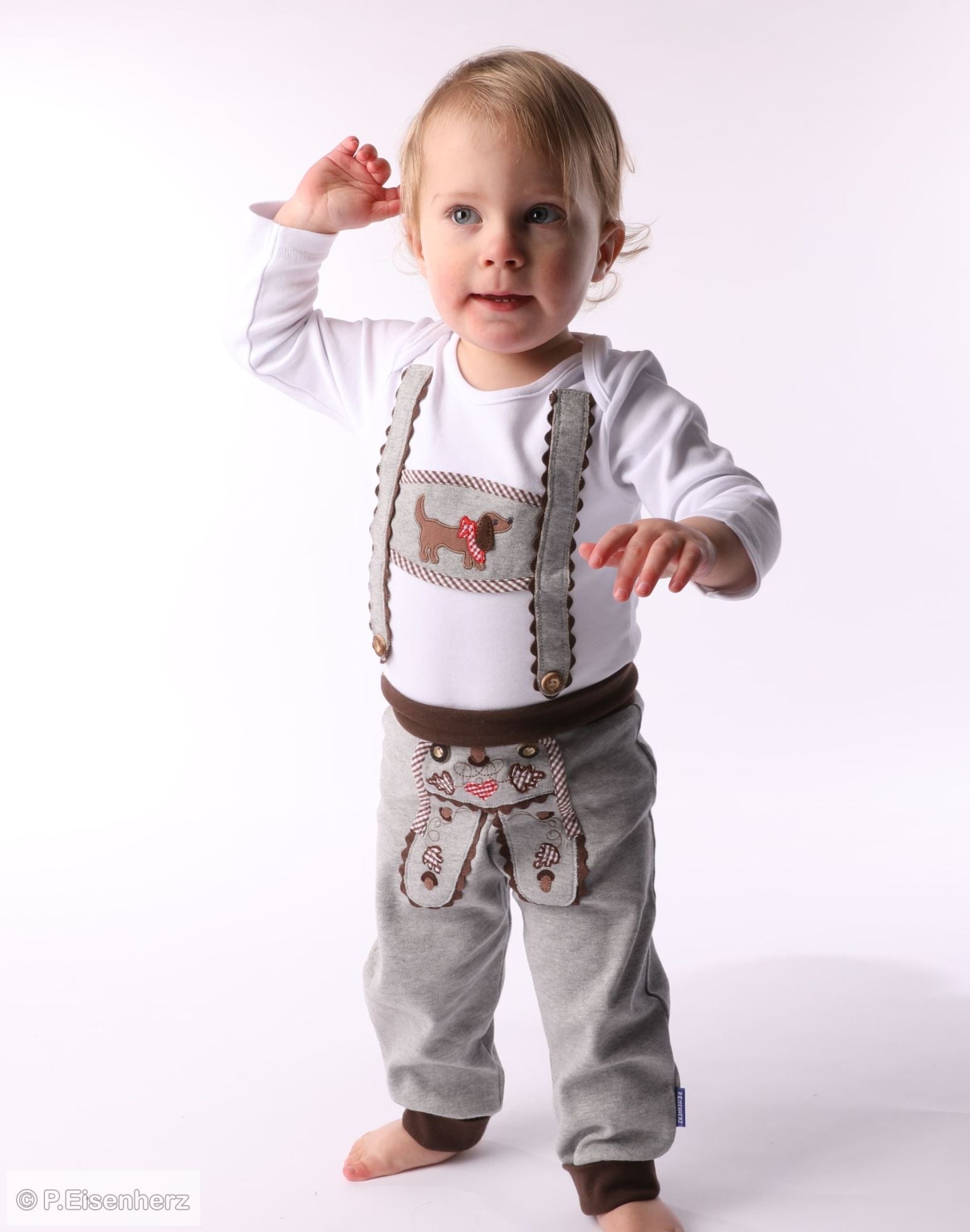 Baby Hose im Lederhosen Look -Grau-