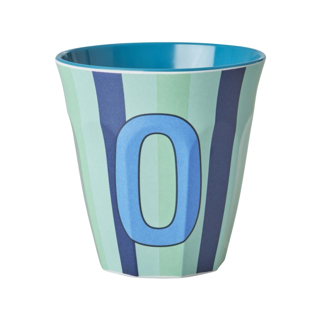 Happy Letter Mug gestreift -blau/grün-