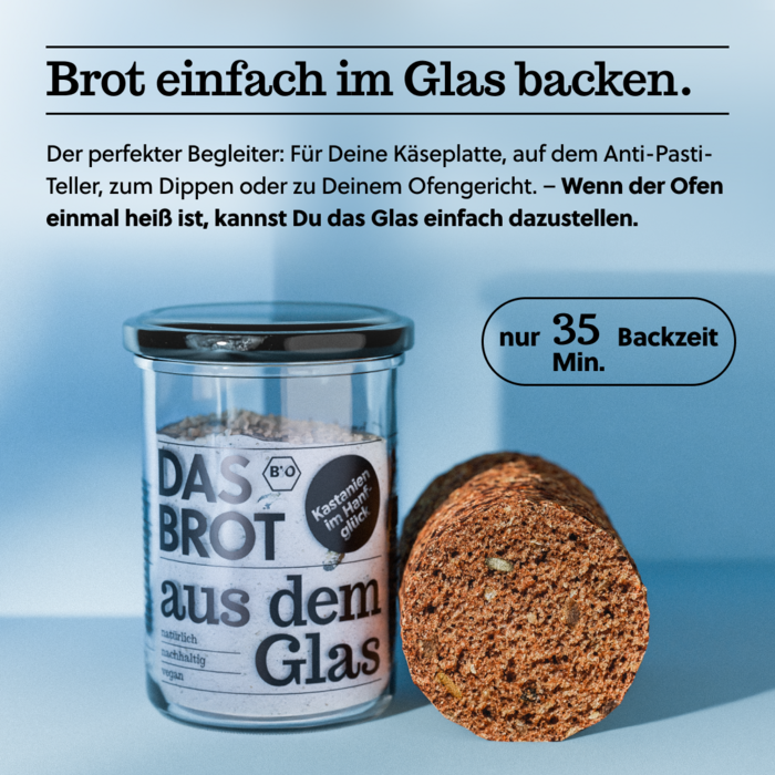 Bio-Brotbackmischung im Glas "Kastanien im Hanfglück" (200 g)