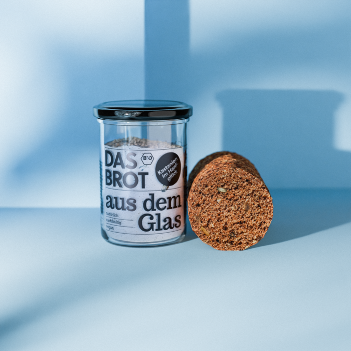 Bio-Brotbackmischung im Glas "Kastanien im Hanfglück" (200 g)