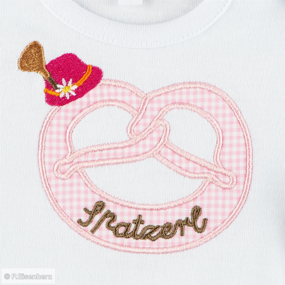 Langarm Body Brezel mit Tirolerhut Spatzerl -Rosa-