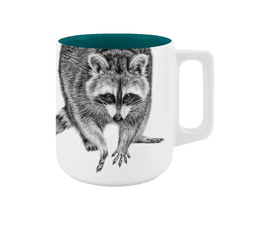 Becher mit Henkel - Waschbär// Farbe Regen im See