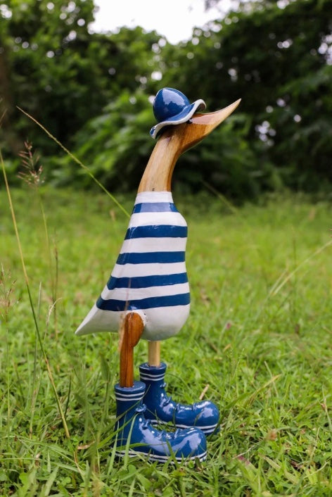 Ente Fiete blau/weiß // Größe L 42cm