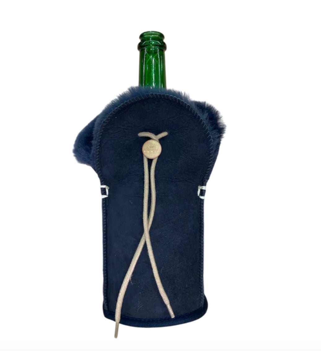Wildleder Flaschenkühler // Wein, Champagner, Wasser -Navy-