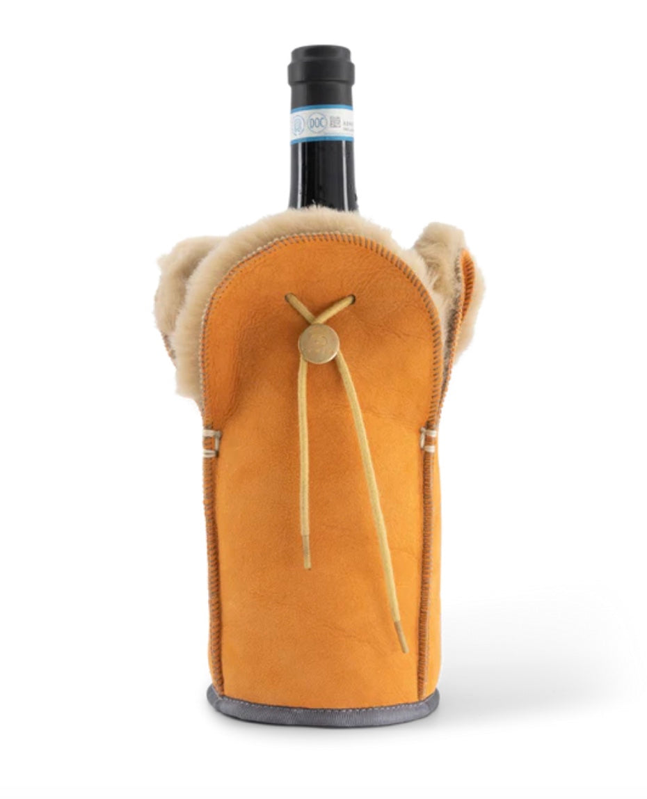 Wildleder Flaschenkühler // Wein, Champagner, Wasser -Orangy-
