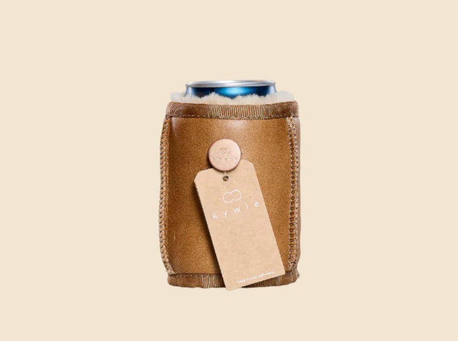 Mini Kühler für Dosen Nappaleder hellbraun