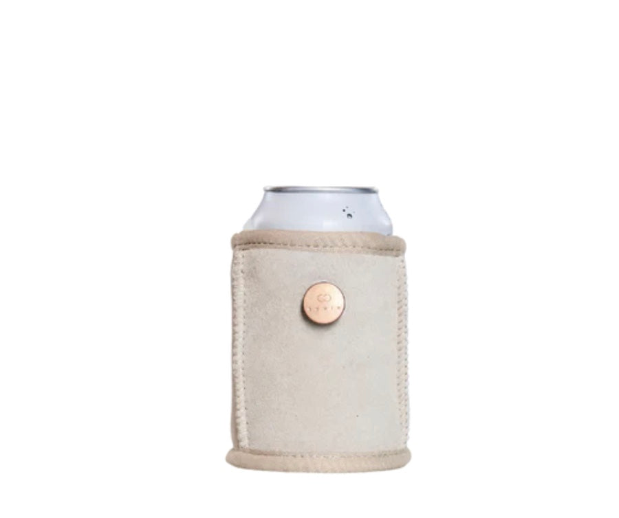 Mini Kühler für Dosen Wildleder hellgrau