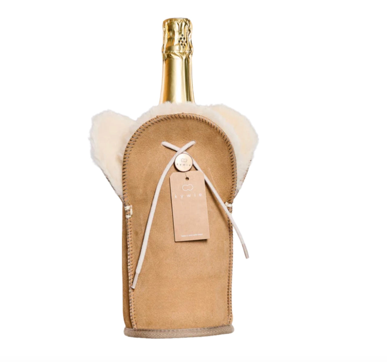 Wildleder Flaschenkühler // Wein, Champagner, Wasser -Camel-