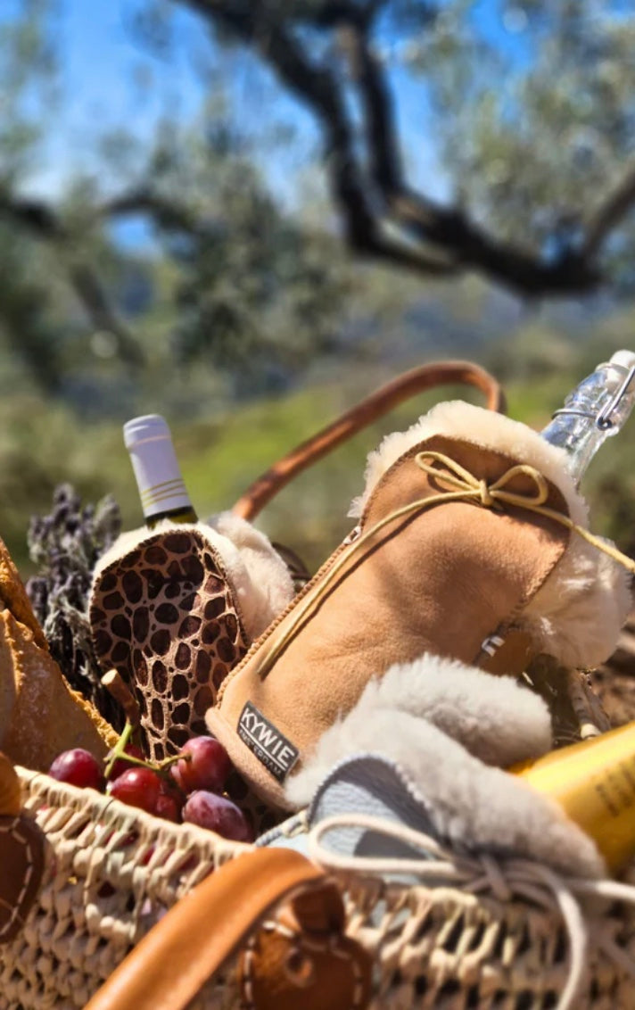Wildleder Flaschenkühler // Wein, Champagner, Wasser -Camel-