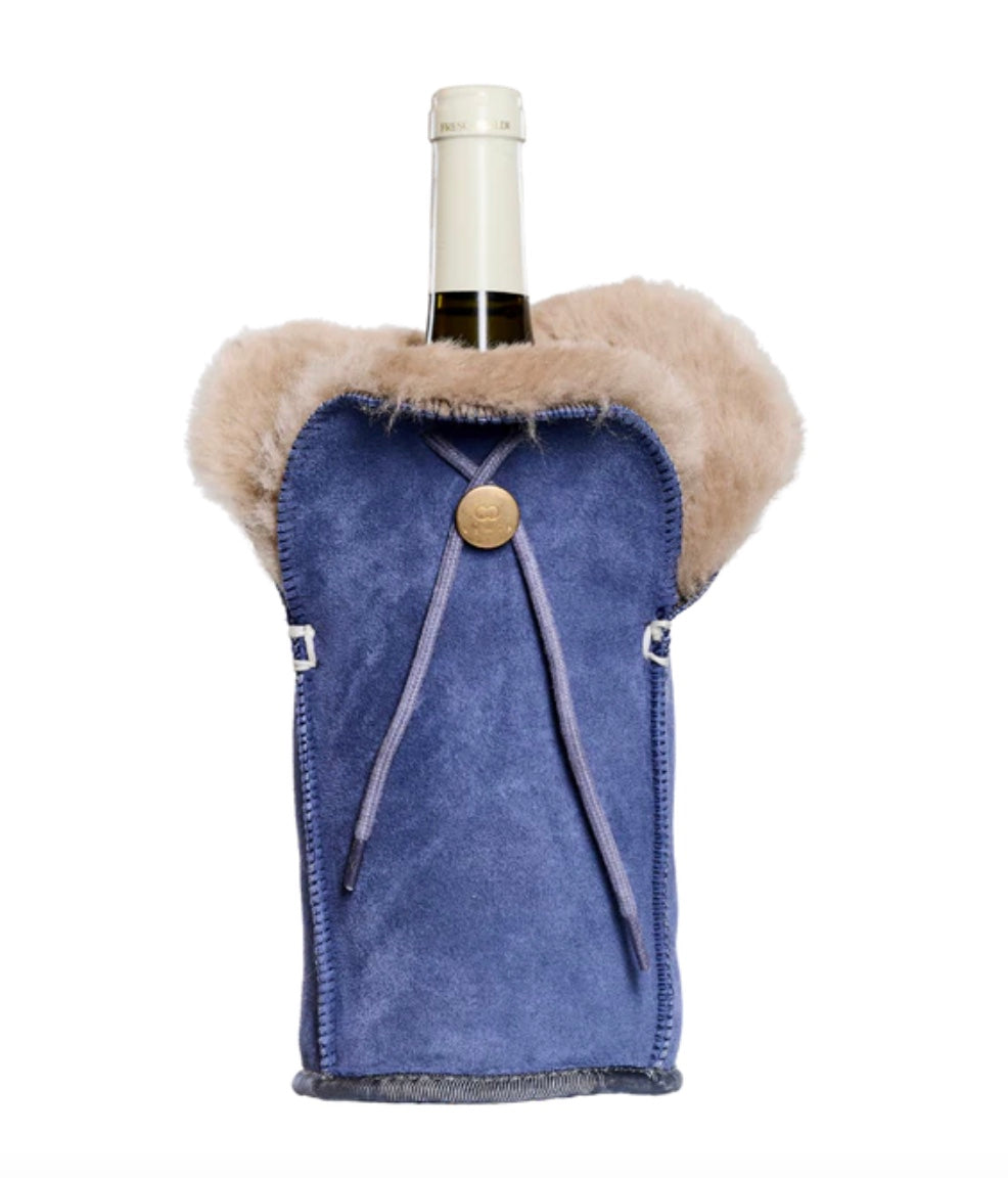 Wildleder Flaschenkühler // Wein, Champagner, Wasser -Ocean-