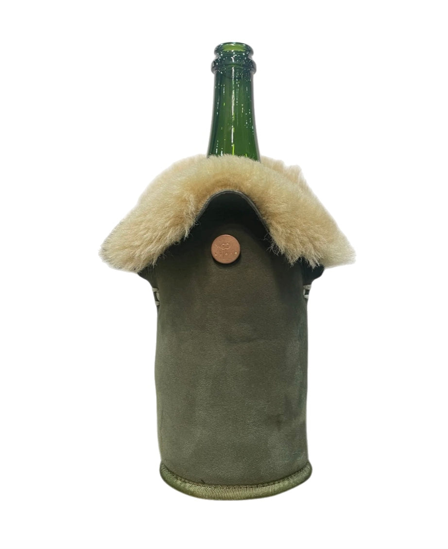 Wildleder Flaschenkühler // Wein & Wasser -Hunting Green-