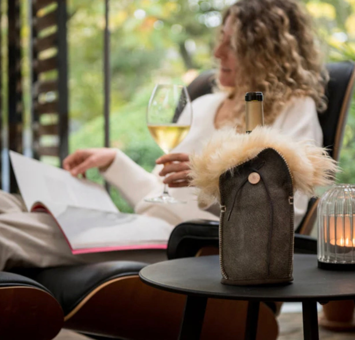 Wildleder Flaschenkühler // Wein, Champagner, Wasser -Fluffy Stone-