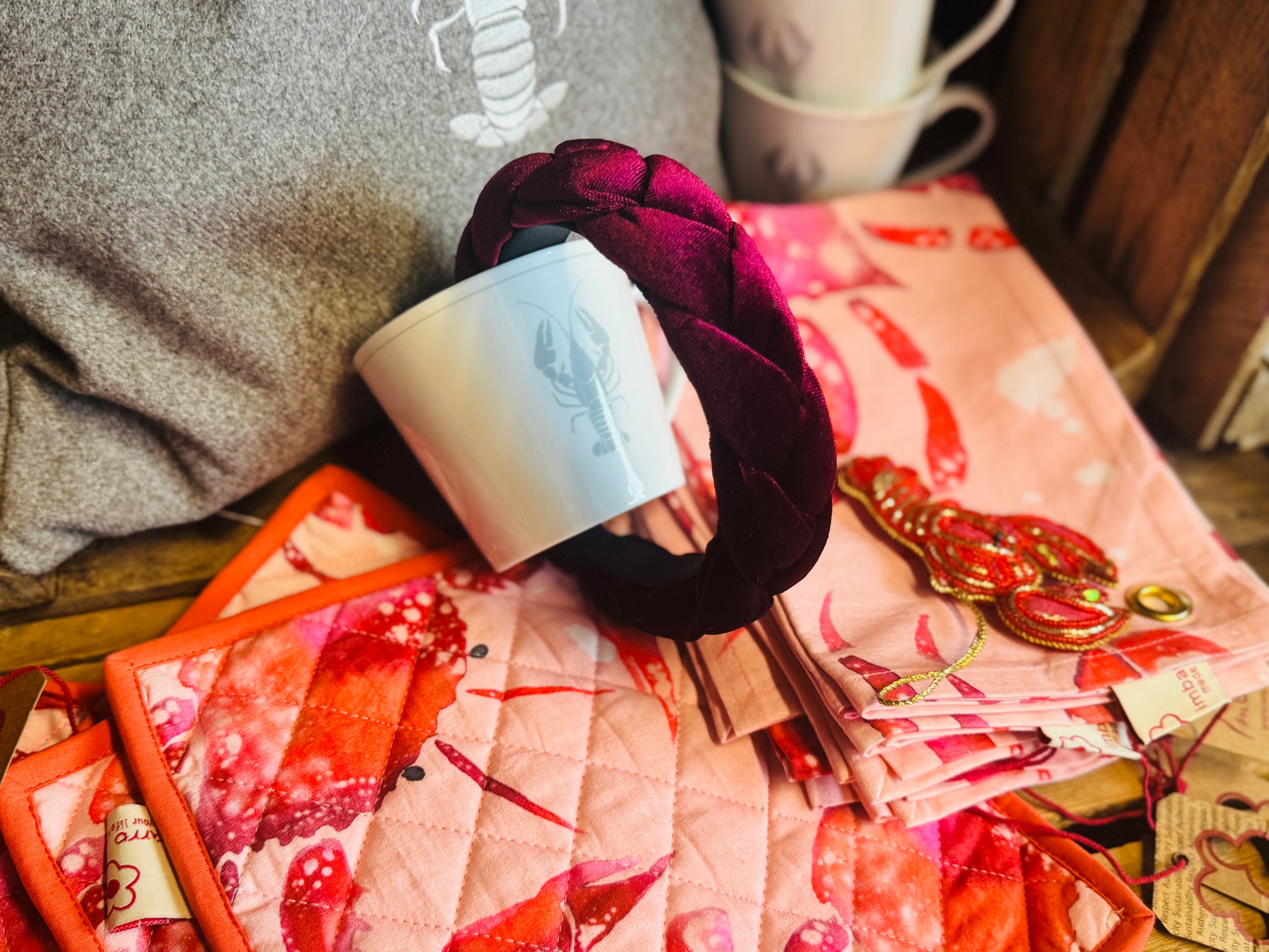 Wiesn Haarreif Samt -Bordeaux-