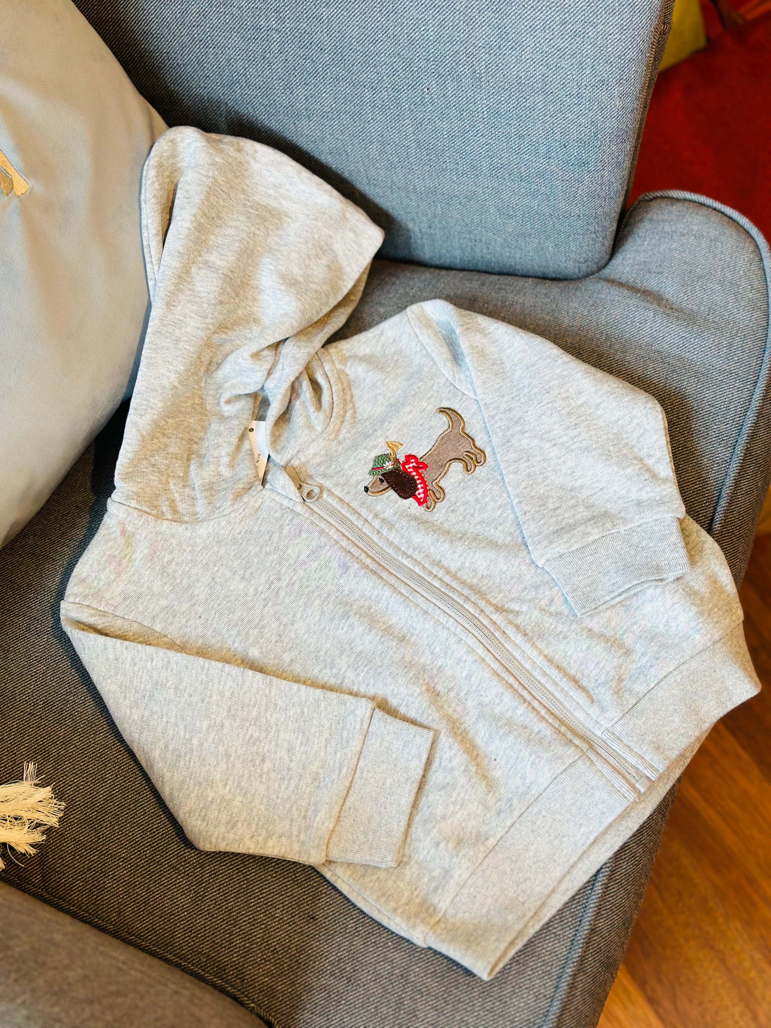 Sweat Jacke Dackel -grau-