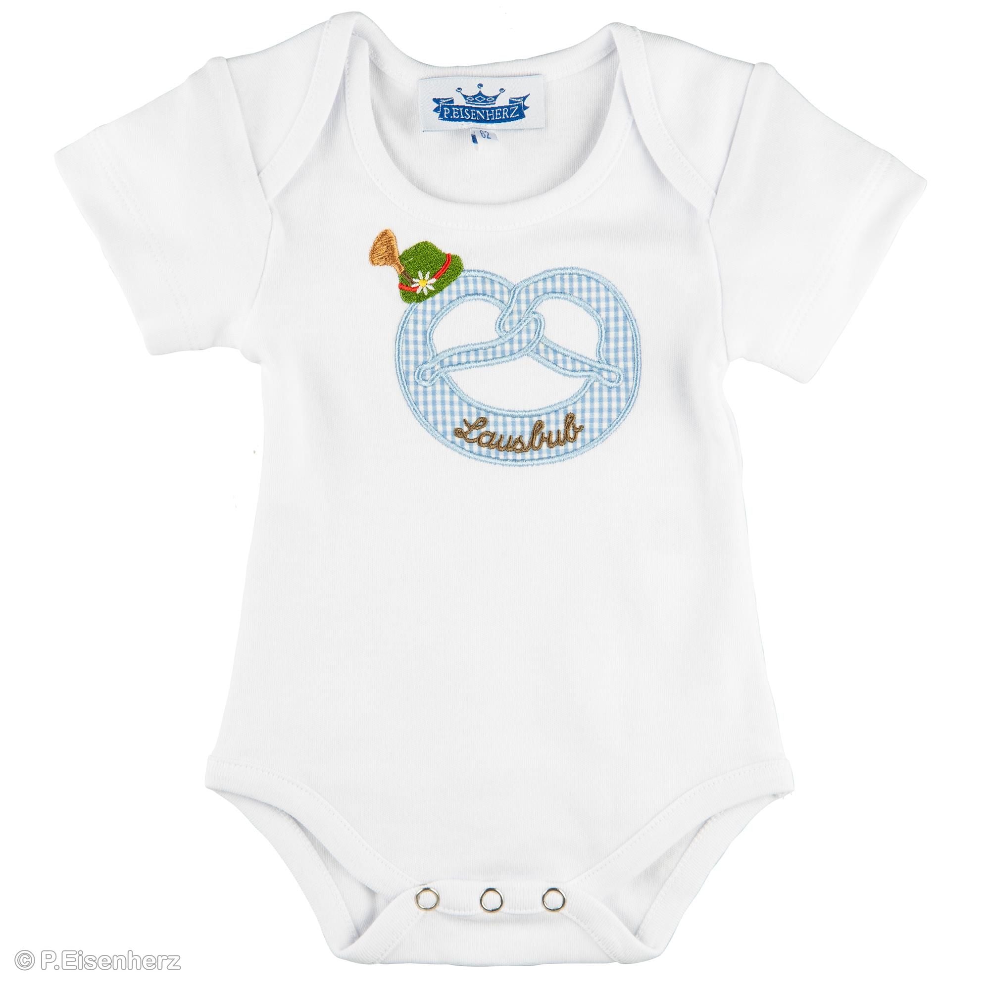 Langarm Body Brezel mit Tirolerhut Lausbub -Hellblau-