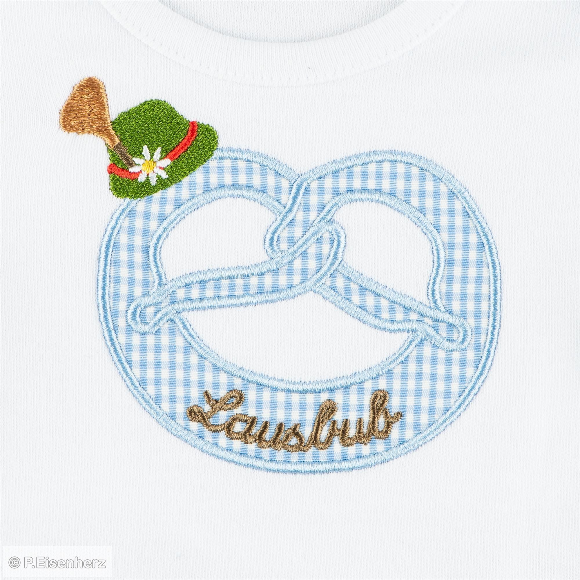 Langarm Body Brezel mit Tirolerhut Lausbub -Hellblau-