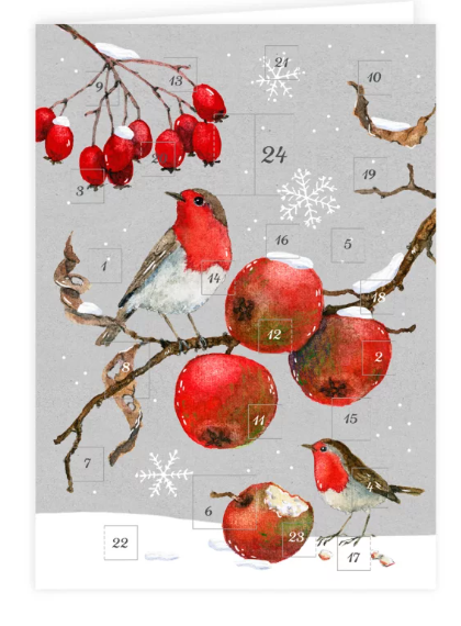 ADVENTSKALENDER KARTE Vögel im Schnee