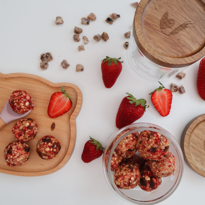 Backmischung Bio Energiekugeln Erdbeere