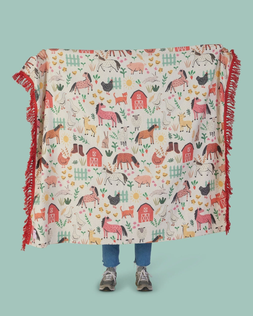 Happy Farm Kids -Kuscheldecke red-