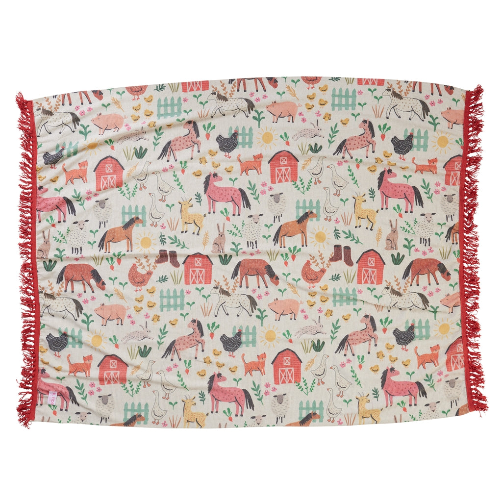 Happy Farm Kids -Kuscheldecke red-