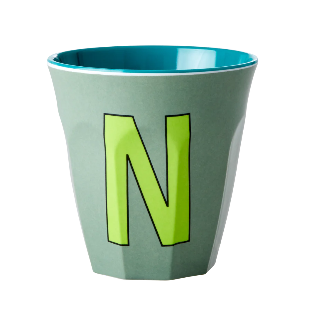 Happy Letter Mug -blau/grün-