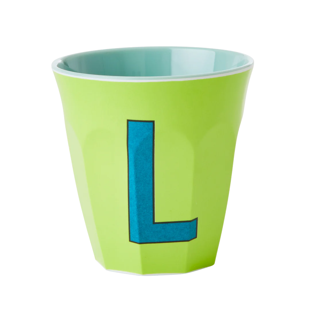 Happy Letter Mug -blau/grün-