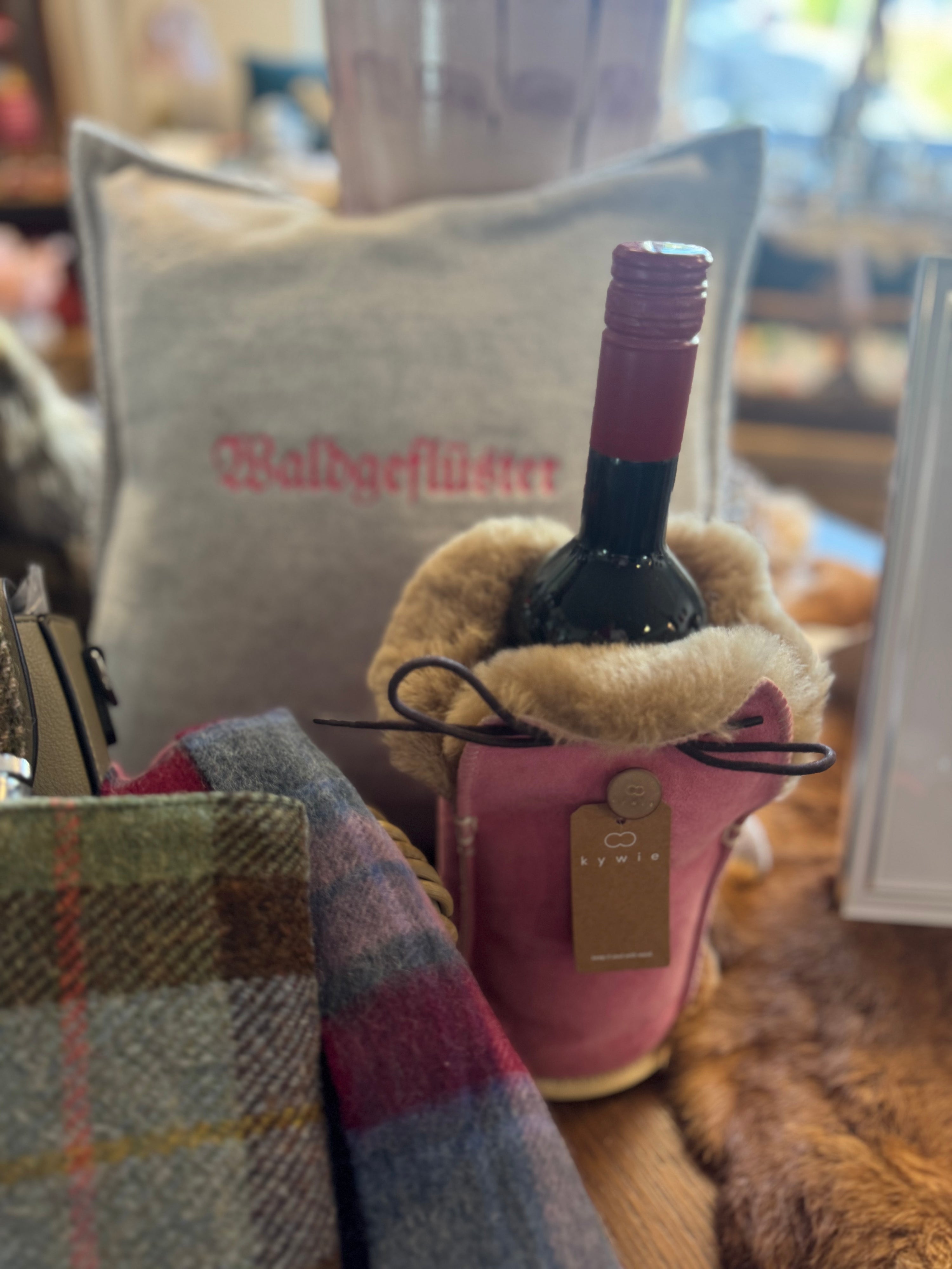 Wildleder Flaschenkühler // Wein, Champagner, Wasser -Puderrosa-