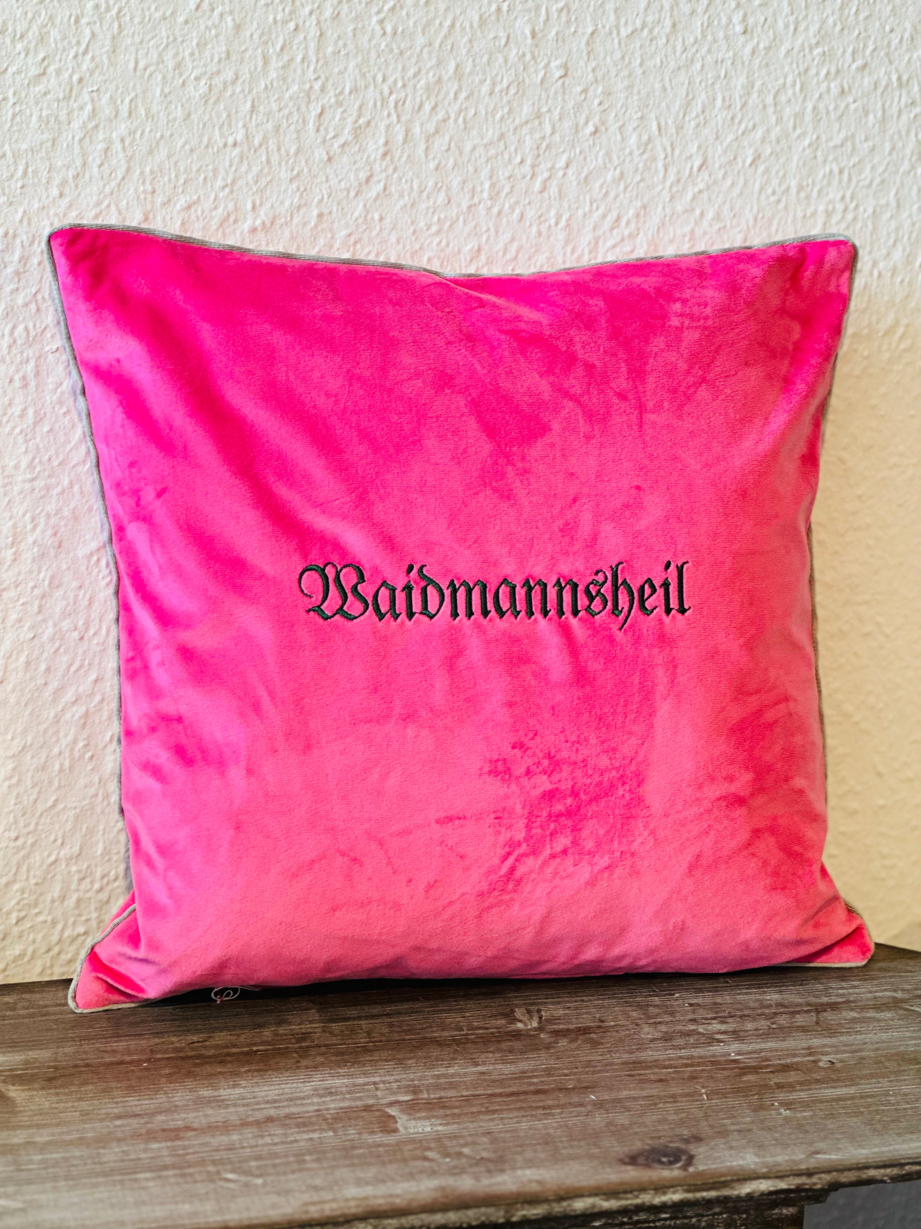 Kissen Chaletstyle Waidmannsheil -Pink/Tannengrün in 40 x 40cm-