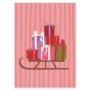Postkarte Schlitten mit Geschenken