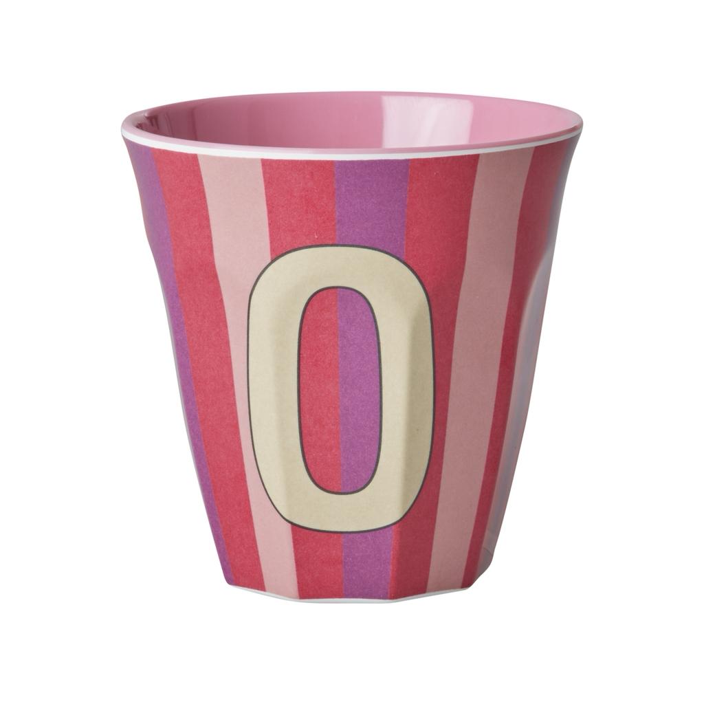 Happy Letter Mug gestreift -rosa-