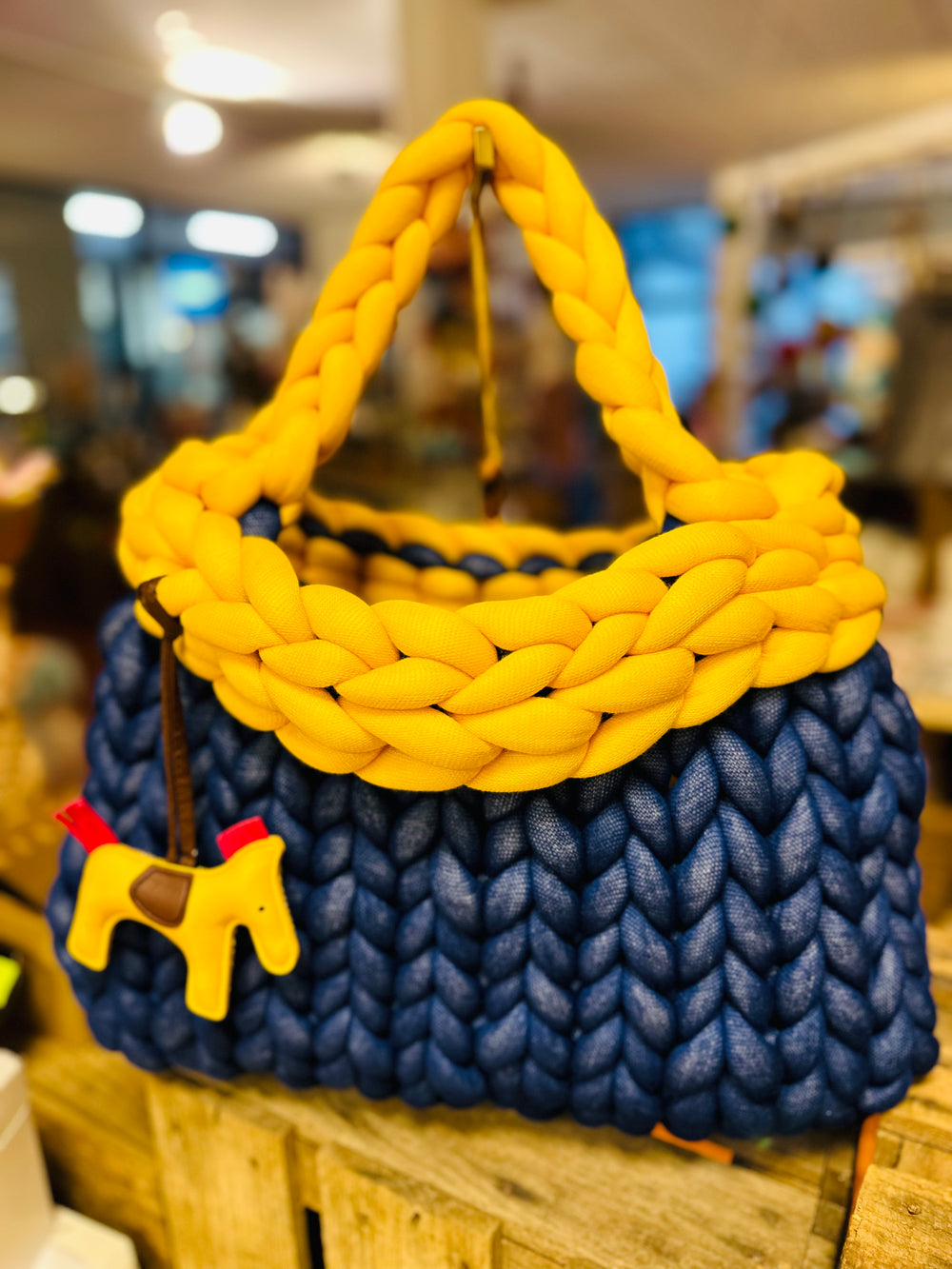 Lofty Loop Bag MAXI 40cm-Navy/Gelb mit Pferd-
