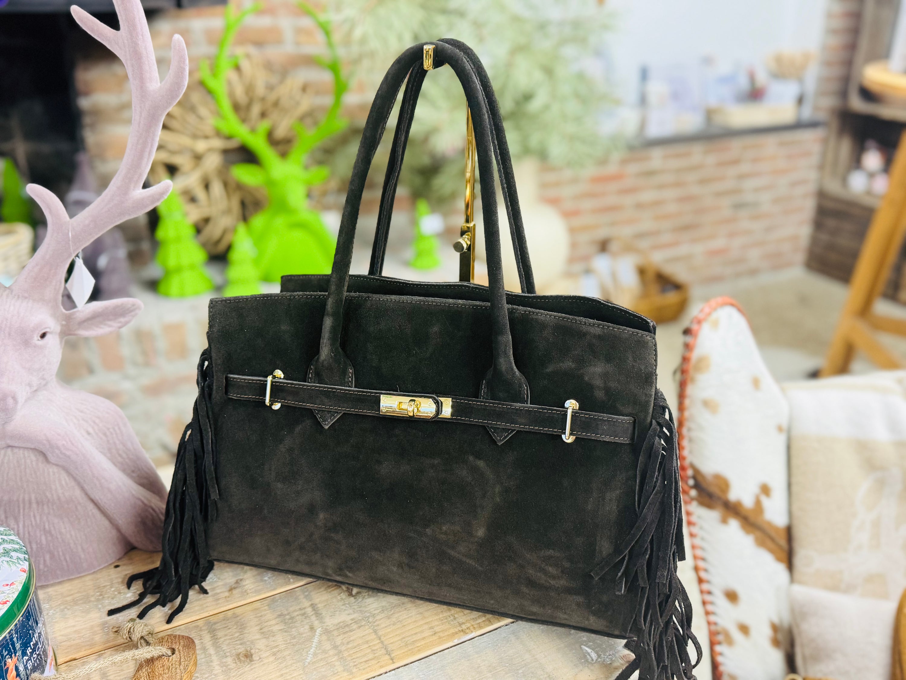 Wildleder Boho Bag -Schokolade-