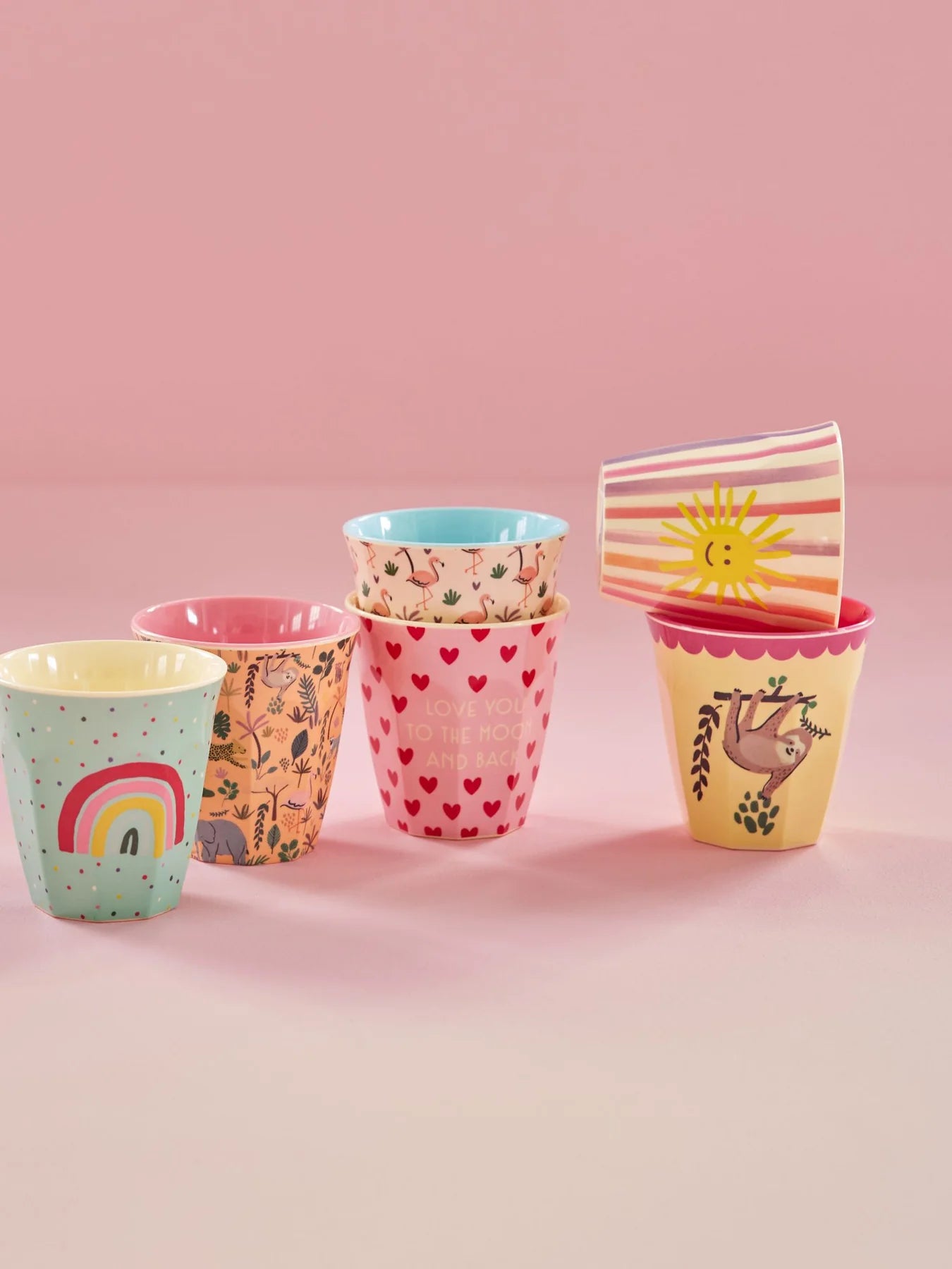Mittelgroße Kinderbecher - Mehrfarbig - Funky Prints - 6er Pack