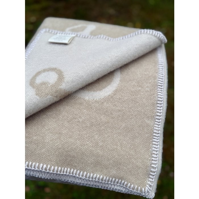 Kuschelige Sofadecke Horse & Rider Beige/Weiß aus neuseeländischer Wolle