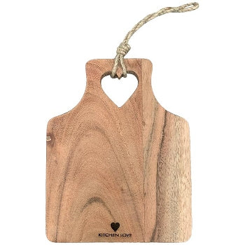 Happy Heart Servierbrett natur Holz, 20x15x1,5 cm
