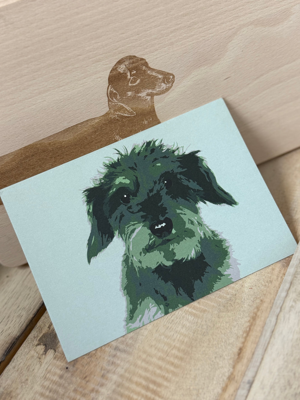 Postkarte Dackel grün