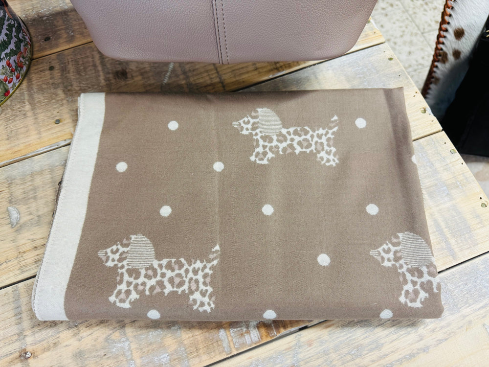 Grosser Dackel Schal hellbraun mit Cashmereanteil