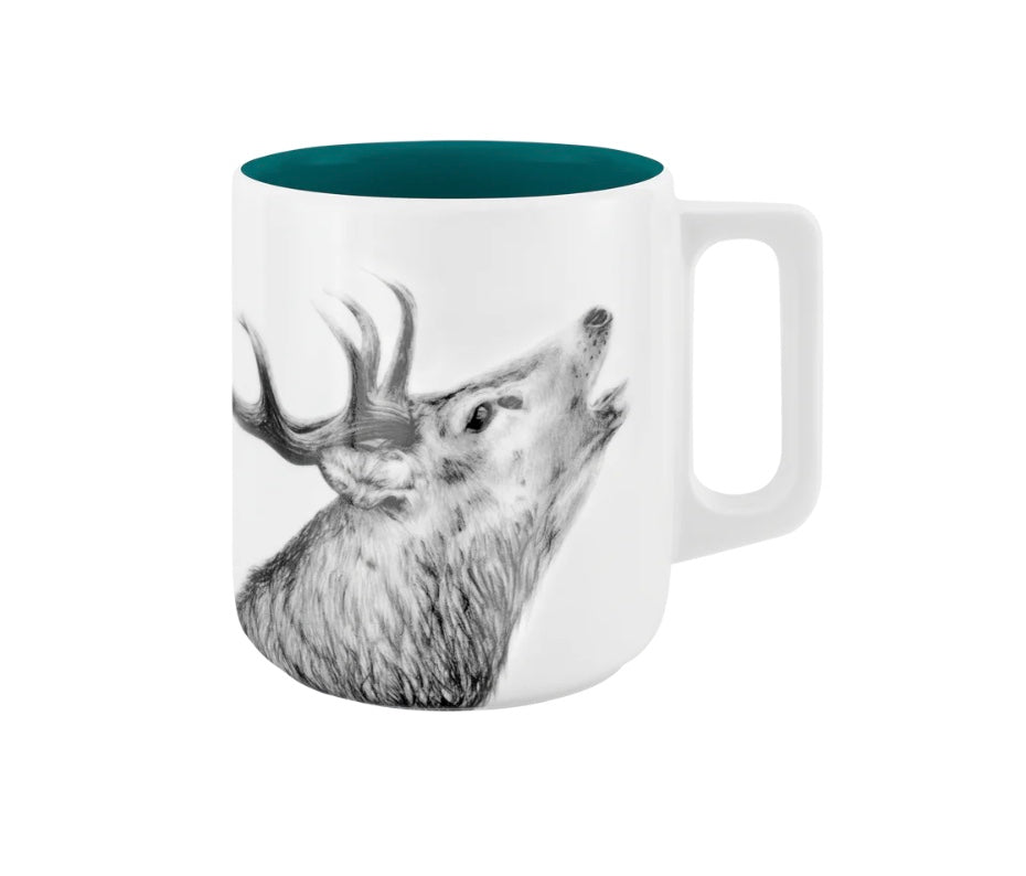 Becher mit Henkel - Hirsch // Farbe Regen im See