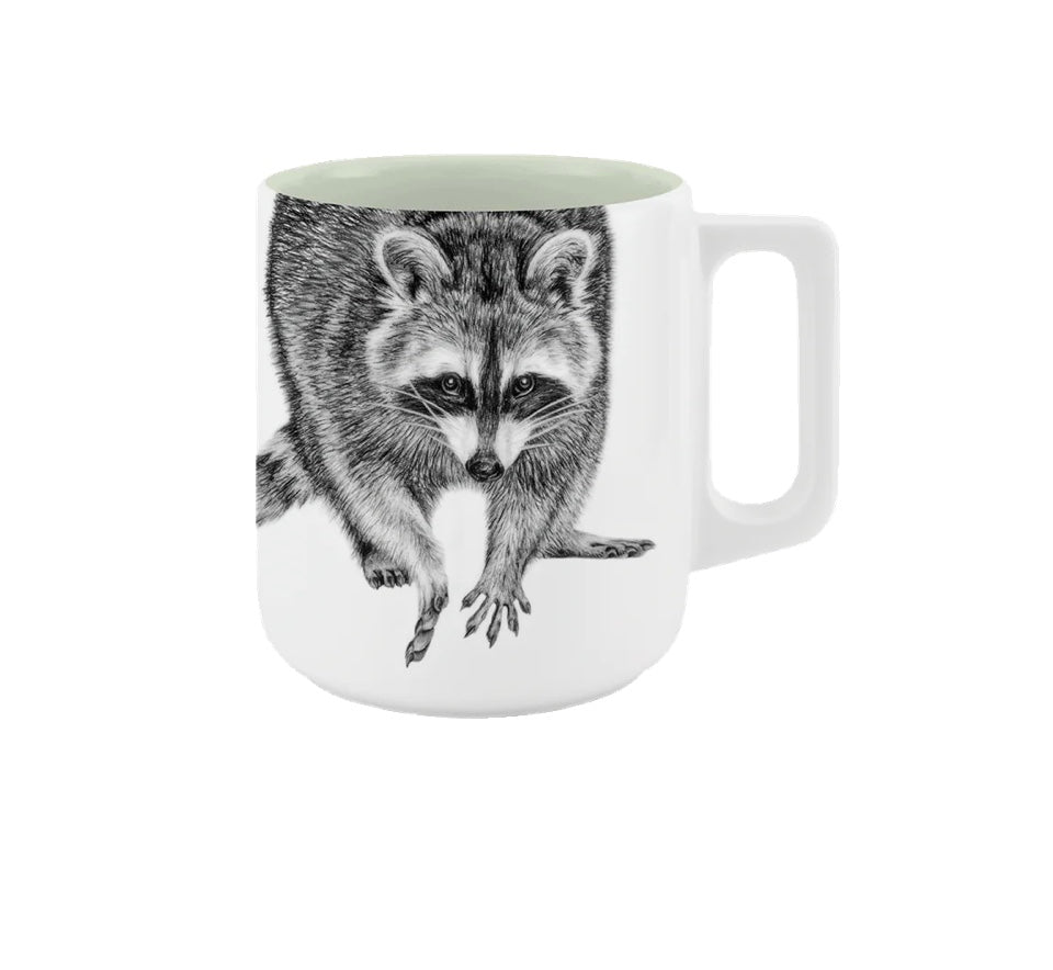 Becher mit Henkel - Waschbär// Farbe Nebelwiesen