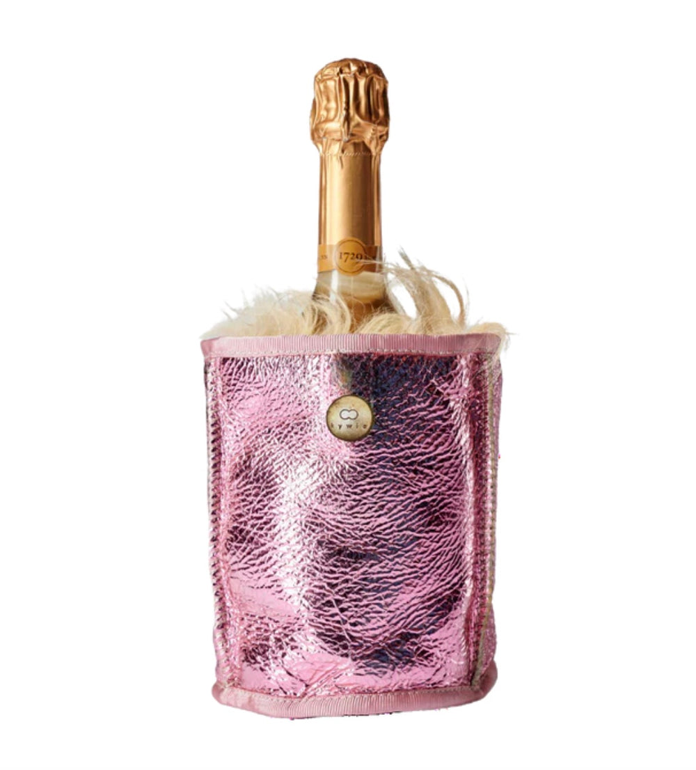 Extra breiter Flaschenkühler // Wein, Champagner -Shiny Pink-