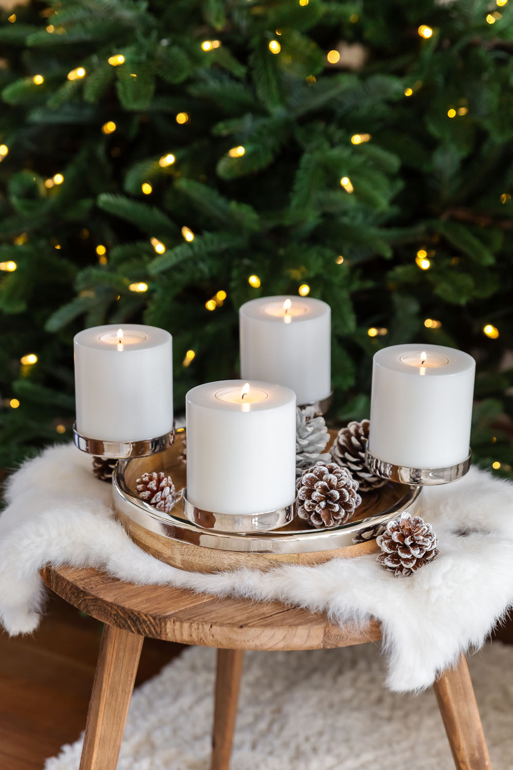 Adventskranz Jale aus Mangoholz 26cm