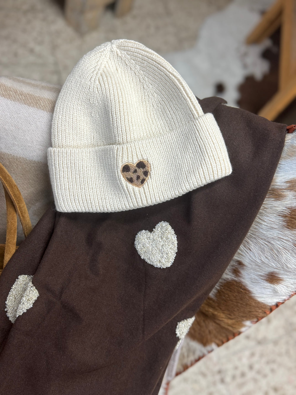 Herzl Schal dunkelbraun, kuschelig weich