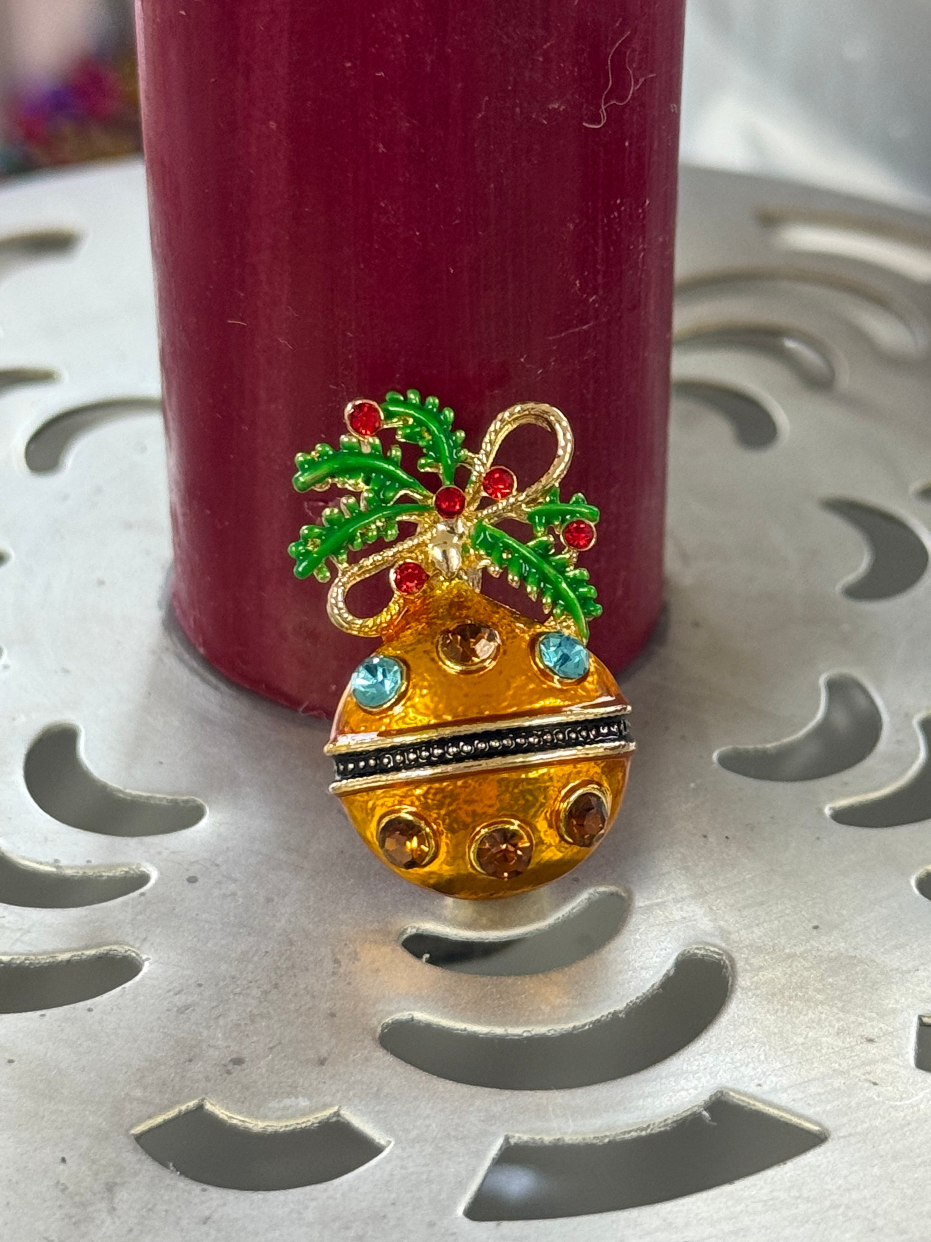 Brosche Christbaumkugel mit Funkelperlen 5cm