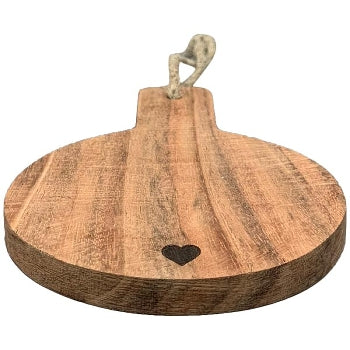 Happy Heart Servierbrett natur Holz, rund 10x5x10 cm