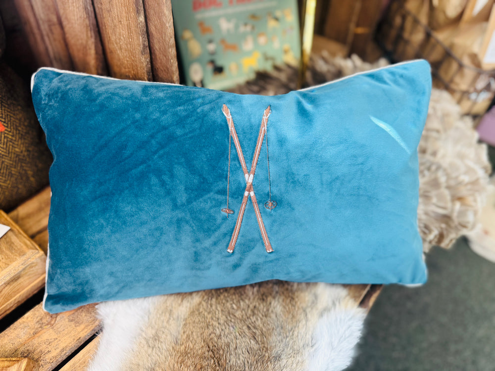 Kissen Chaletstyle Ski -Azur/Beige- 30x50cm
