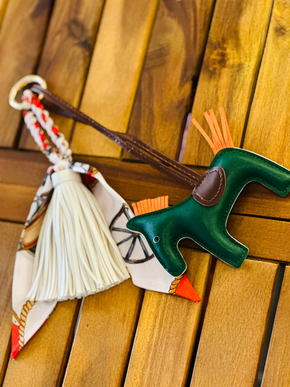 Happy Pony Keyring BIG mit Bommel und Twilly -grün-