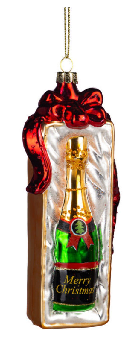 Baumanhänger Champagnerbox rot