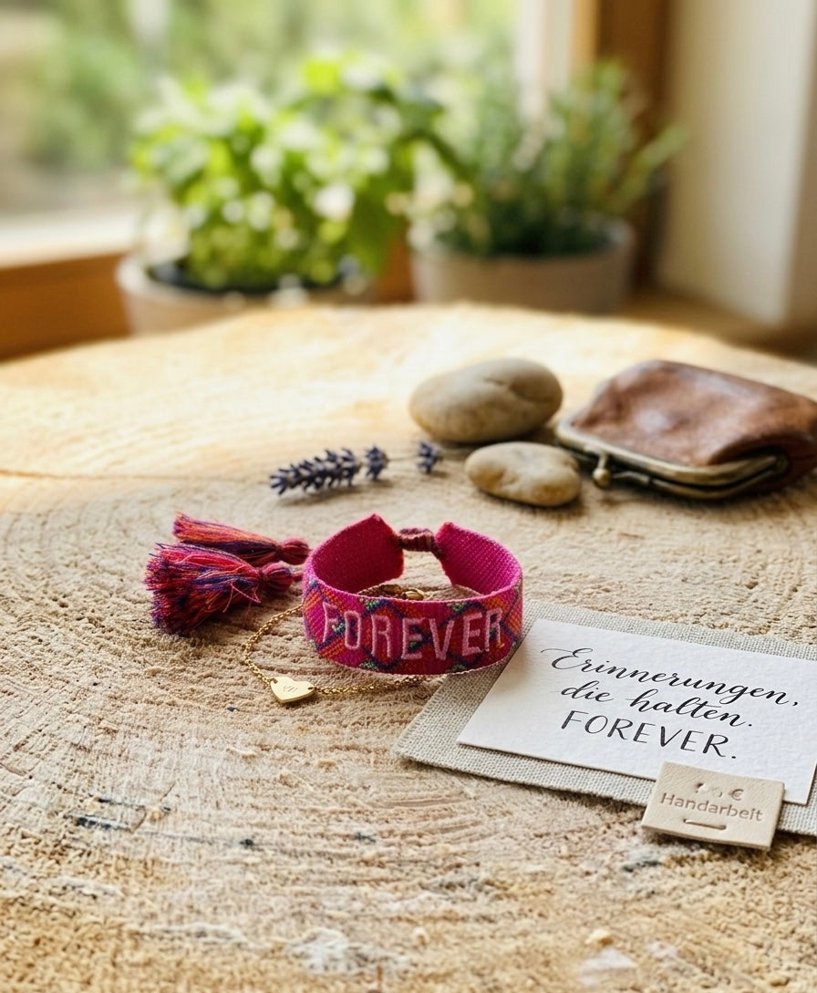 Statement Armband -Forever, pink gemustert-