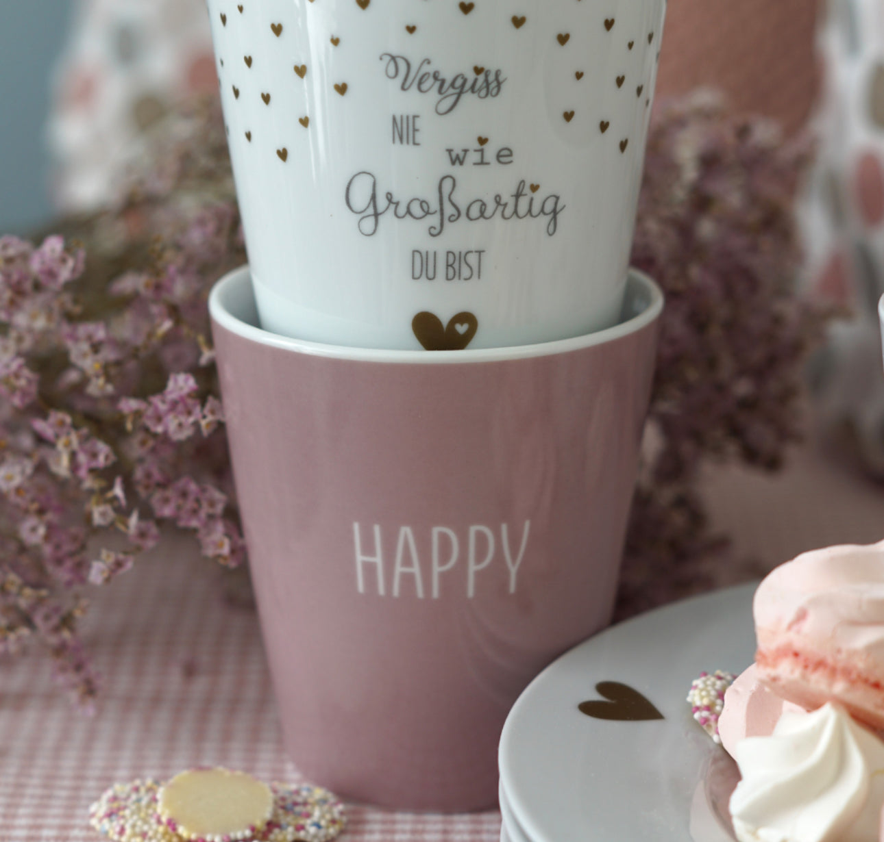 Happy Mug -rosa-